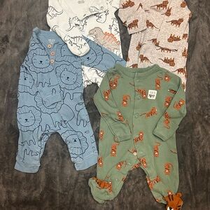 Carter's Blue and Green Animal Print Footies Set